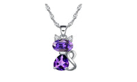 Fashion Cute Cat Purple Women Pendants Necklace - sparklingselections
