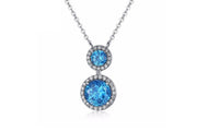 Infinite Blue Brilliant Austrian Cubic Zirconia Pendant Silver Color Necklace - sparklingselections