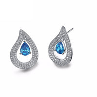 Wome Blue Cubic Zircon Water Drop Shape Party Earring For Female - sparklingselections