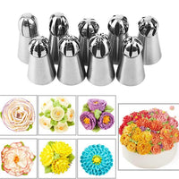 9pcs/lot Home Use Stainless Steel Cream Nozzle Mouth Fondant Cake - sparklingselections