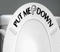 PUT ME DOWN Black Bathroom Toilet Reminder Quote Seat Sign - sparklingselections