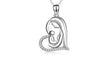 Real Pure 925 Sterling Silver Mother And Child Love Heart Pendant Necklace