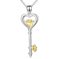 Real Pure 925 Sterling Silver Key Pendant Necklace - sparklingselections