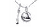 Real Pure 925 Sterling Silver Sport Style Baseball Pendant Necklace