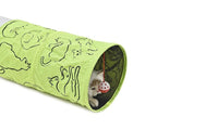 Cat Printed Green Lovely Crinkly Kitten Tunnel Toy With Ball Play - sparklingselections