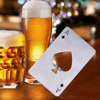 Stainless Steel Poker Playing Card Soda Beer Bottle Cap Opener - sparklingselections