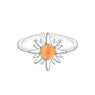 New Sun Flower Shape Stone Silver Daisy Adjustable Ring