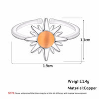 New Sun Flower Shape Stone Silver Daisy Adjustable Ring - sparklingselections