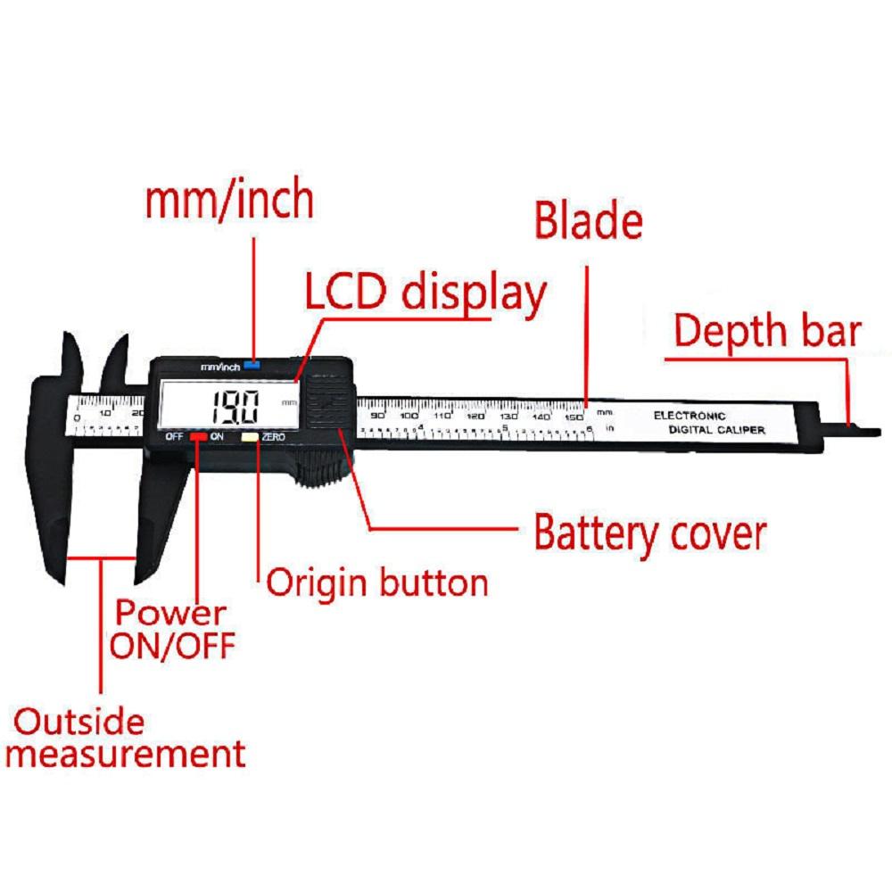 Digital Electronic Vernier Caliper Gauge Micrometer Measuring Tool ...