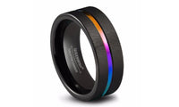 Matte Rainbow Grooved Center Promise Rings for Couples - sparklingselections