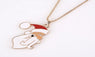 Christmas Gift Cartoon Rudolph Pendant Necklace for Women 10pcs