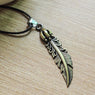 Unisex  Vintage Bronze Feather Necklace