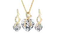 Romantic Heart Crystal Earrings Necklace Set - sparklingselections