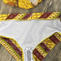 Beautiful Off Shoulder Swimwear Tribal Print Ruffle High Waist Bikini - sparklingselections