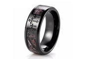 Men's Black Three Cross Camo Titanium Outdoor Wedding Ring - sparklingselections