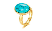 Retro Oval Stone Gold Stainless Steel Rings For Women - sparklingselections