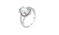 Purple Cubic Zircon Claw Bead Opal Ring - sparklingselections
