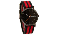 Casual Pointer Dial Striped Canvas Band Quartz Wrist Watch - sparklingselections