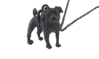 Trendy Dog Paws Black Pug Cute Pendant Necklaces - sparklingselections
