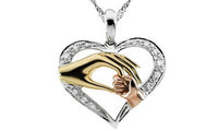 Golden Hand in hand Heart Love Pendant Necklace - sparklingselections