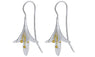 Flower Pattern Hook Design Silver Dangle Earring