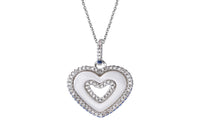 Two Row Rhinestone Heart Pendant Necklace - sparklingselections