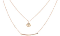 New Golden Plated Meditation Symbol Yoga Double Layer Pendant Necklace - sparklingselections