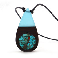 Women's Wood Resin Waterdrop Pendant Necklace For Women - sparklingselections
