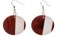 Long Wood Handmade Resin Round  Drop Earrings - sparklingselections