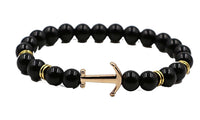 Natural Stone Anchor Arrow beads bracelet black - sparklingselections