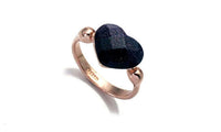 Heart Shape Black Rose Gold Color Crystal Ring - sparklingselections