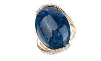 Rose Gold Color Blue Long Elliptic Rings For Women - sparklingselections