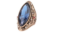 Ancient Gold Vintage Unique Blue Rings For Women - sparklingselections