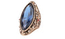 New Stylish Ancient Gold Vintage Unique Blue Rings For Women