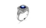 Creative Blue Crystal Square Classic Shining Silver Ring for Women
