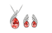 Water Drop Leaves Earrings Necklace Jewelry Sets for women - sparklingselections