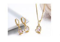 Cute Gold Color Love Heart with Pink or White Women Jewelry Set - sparklingselections