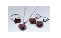 Bridal Red Garnet necklaces with ear stud - sparklingselections