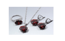 Bridal Red Garnet necklaces with ear stud