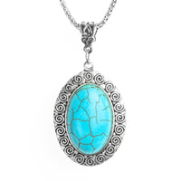 Blue Natural Turquoise Silver Pendant Necklace Girls Favorites Comfortable Wedding Jewelry Necklace Accessory