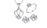 New Silver Wedding Bridal Jewelry Set For Women's Fashion Engagement Necklace, Earrings And Ring Jewelry Set