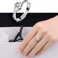 Fashion Silver Plated White Zirconia Ring (Adjustable) - sparklingselections