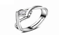 Fashion Silver Plated White Zirconia Ring (Adjustable) - sparklingselections