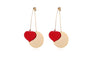 Red Heart Round Long Drop Dangle Earrings For Women