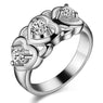 Fashion Silver plated Small Hearts Ring For Women Size (8)