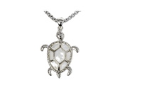 Natural abalone shell turtle necklace pendant - sparklingselections