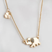 New Cute Elephant Family Stroll Design Crystal Chain Necklace - sparklingselections