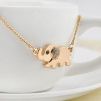 New Cute Elephant Family Stroll Design Crystal Chain Necklace - sparklingselections