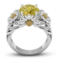 Sunflower Shape Fashion Bridal Cubic Zirconite Finger Ring - sparklingselections