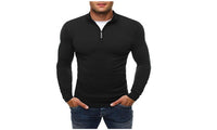 Casual Slim Classic Zipper High Collar Solid Color Sweaters For Men - sparklingselections